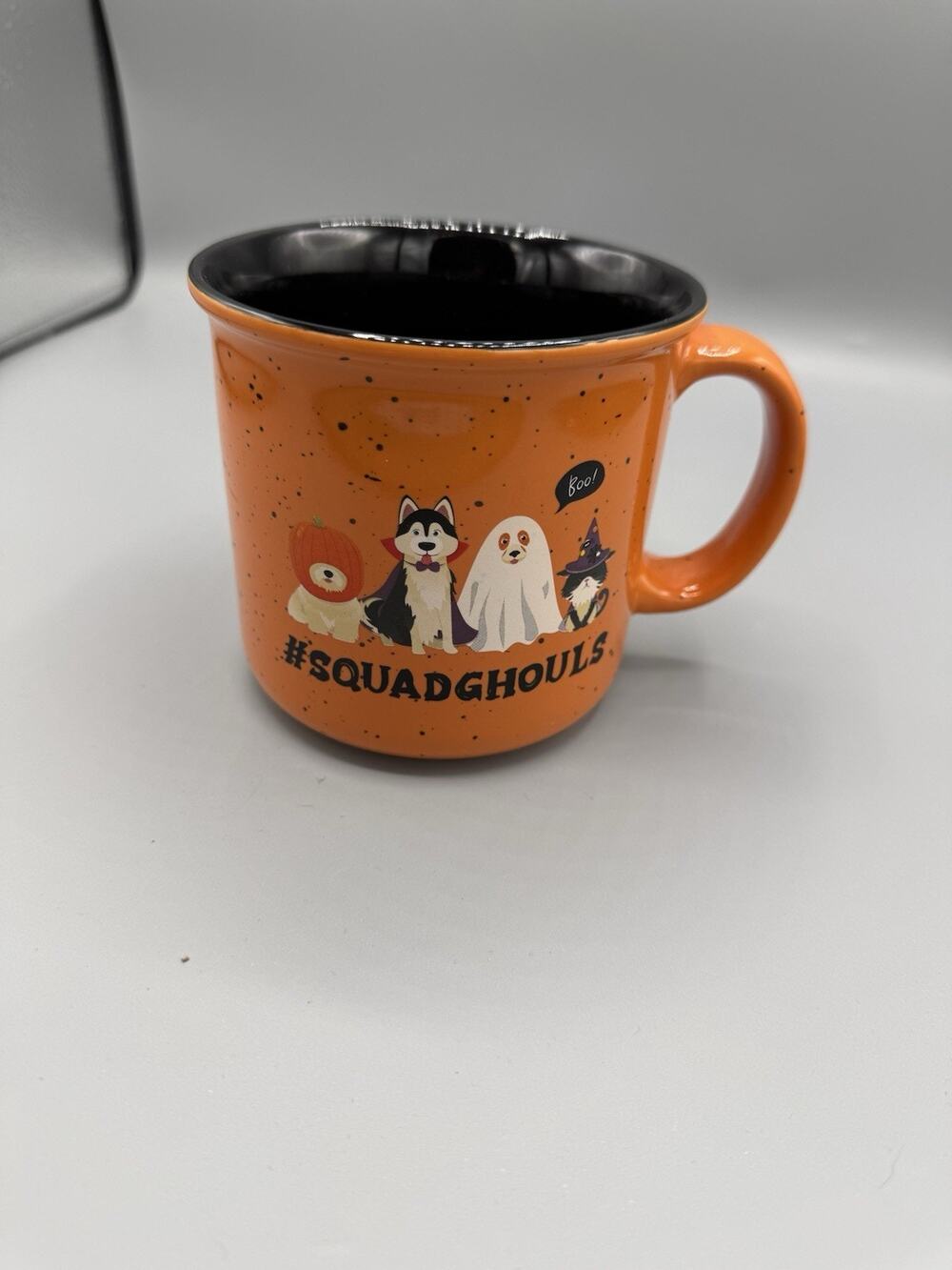 Market Finds Squad Ghouls Halloween Dog Mug Orange Black Ceramic Coffee Cup